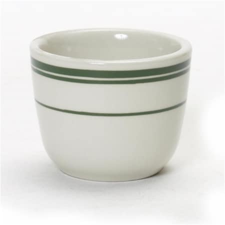 Green Band 4.5 Oz. Rolled Edge Tea Cup - American White With Green Band - 3 Dozen